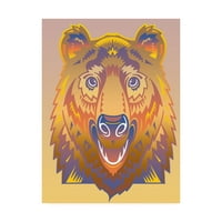 Védjegy Képzőművészet 'Bear Orange and Blue' vászon művészete, David Chestnutt