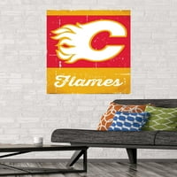 Calgary Flames - Retro Logo Wall poszter, 22.375 34