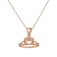 Sterling ezüst 14KT rózsaszín aranyozott tiara medál 16 + 2 lánc