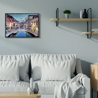 Stupell Industries Hagyományos Velencei városkép -csatorna -építészet Fekete keretes fali művészet, 30, Alan Blaustein tervezése
