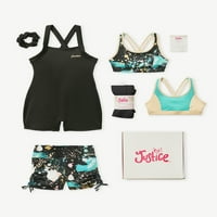 Justice Girls Gift Bo - Dance Set, beleértve a reverzibilis sport melltartót, a divat táncot, a biketardot és a lábát melegebb,