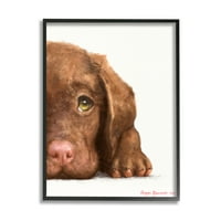 Stupell Industries Chocolate Labrador kölyökkutya imádnivaló kutya portré fekete keretes, 30, tervezés: George Dyachenko
