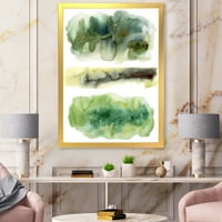 Designart 'Golden Green Absztrakt felhők III' Modern keretes művészeti nyomtatás