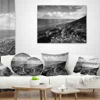 Designart Napkelte Szicília felett fekete-fehér-strand fotó dobja párna - 18x18