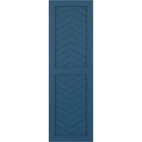 Ekena Millwork 18 W 56 H True Fit PVC Két panel chevron modern stílusú rögzített redőnyök, Sojourn Blue