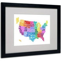 Védjegy Képzőművészet USA államok txt térkép 3 Matted keretes művészete, Michael Tombsett